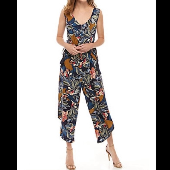 new directions Pants - Angular Ankle Jumper: Sleeveless Floral Print